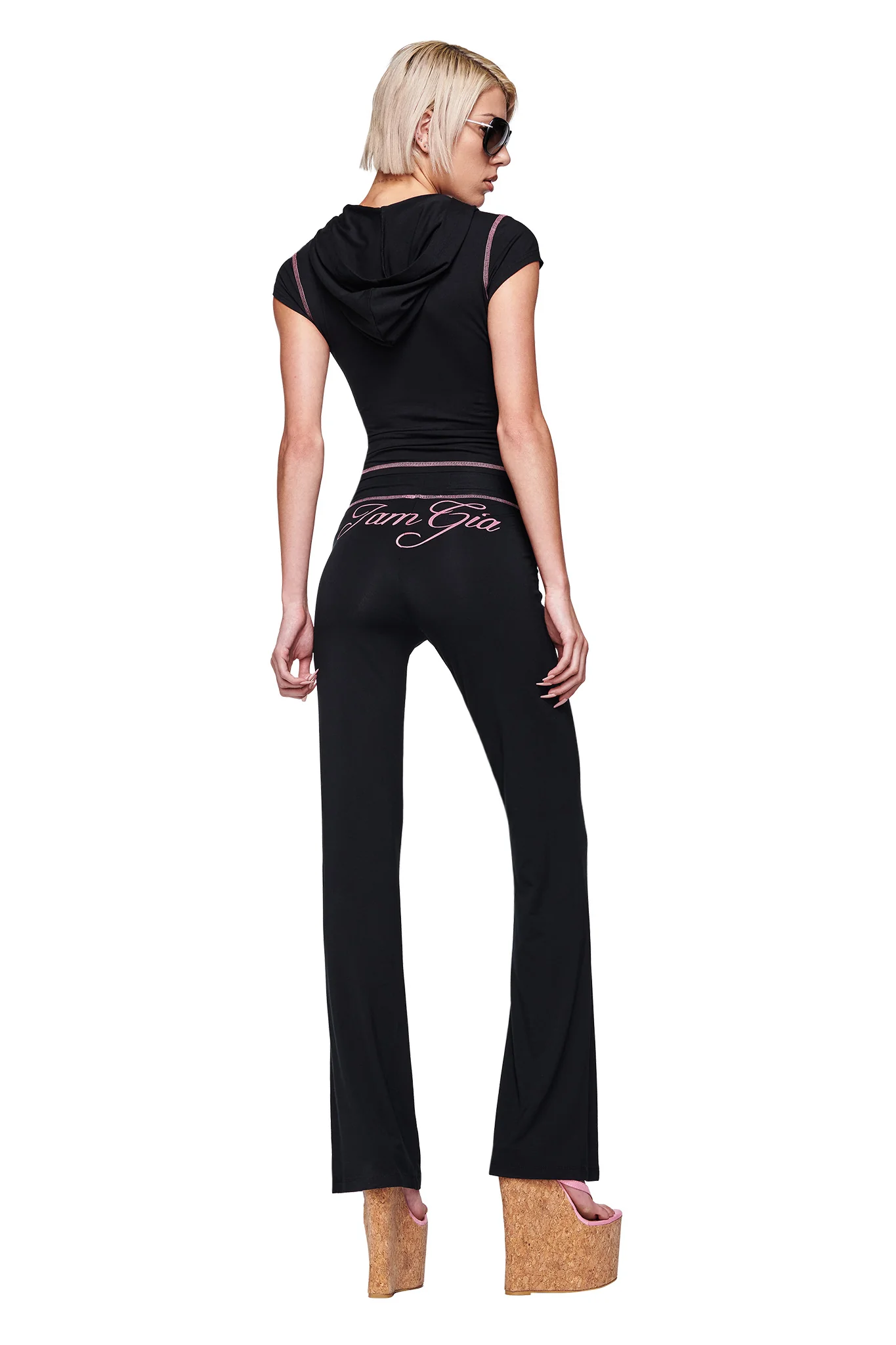 BLARE CAP SLEEVE HOODIE - BLACK - Image 3