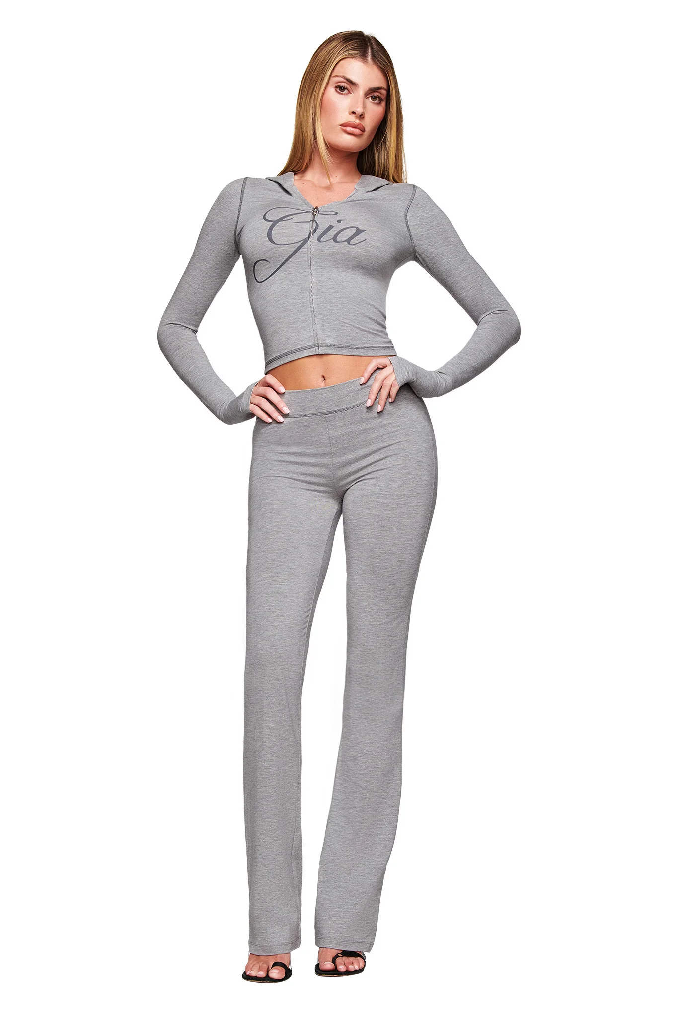 BLARE JERSEY HOODIE - GREY : HEATHER GREY - Image 4