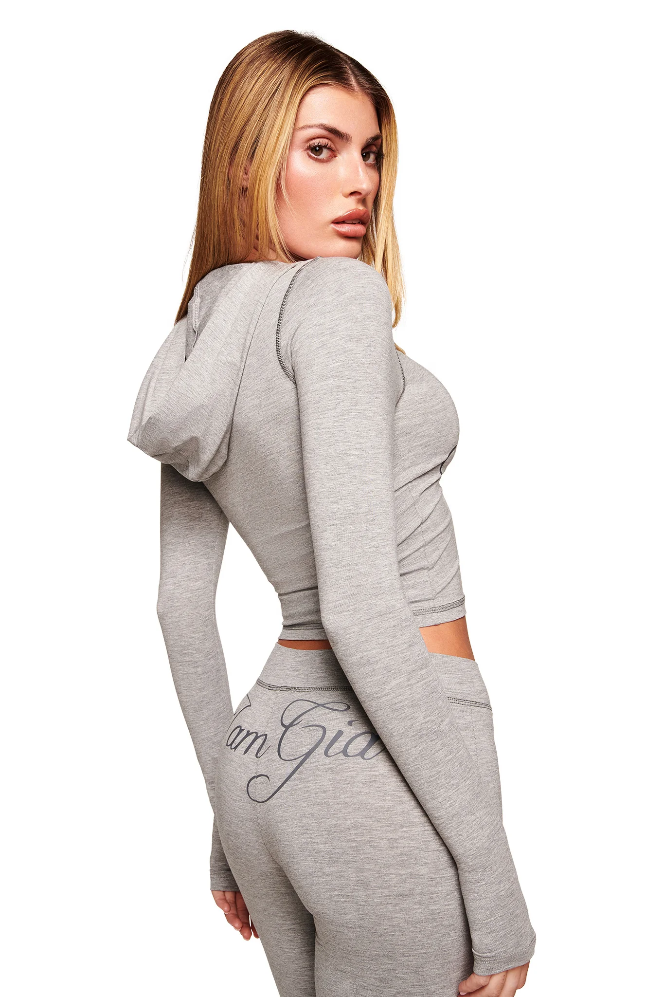BLARE JERSEY HOODIE - GREY : HEATHER GREY - Image 5