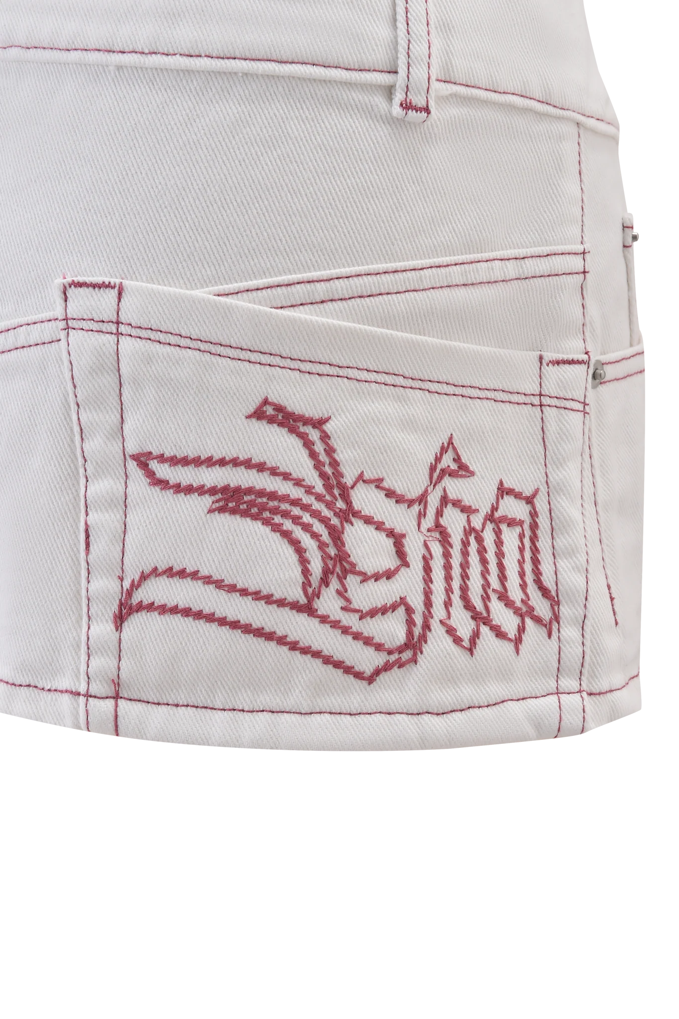 MOXIE DENIM MINI SKIRT - WHITE - Image 8