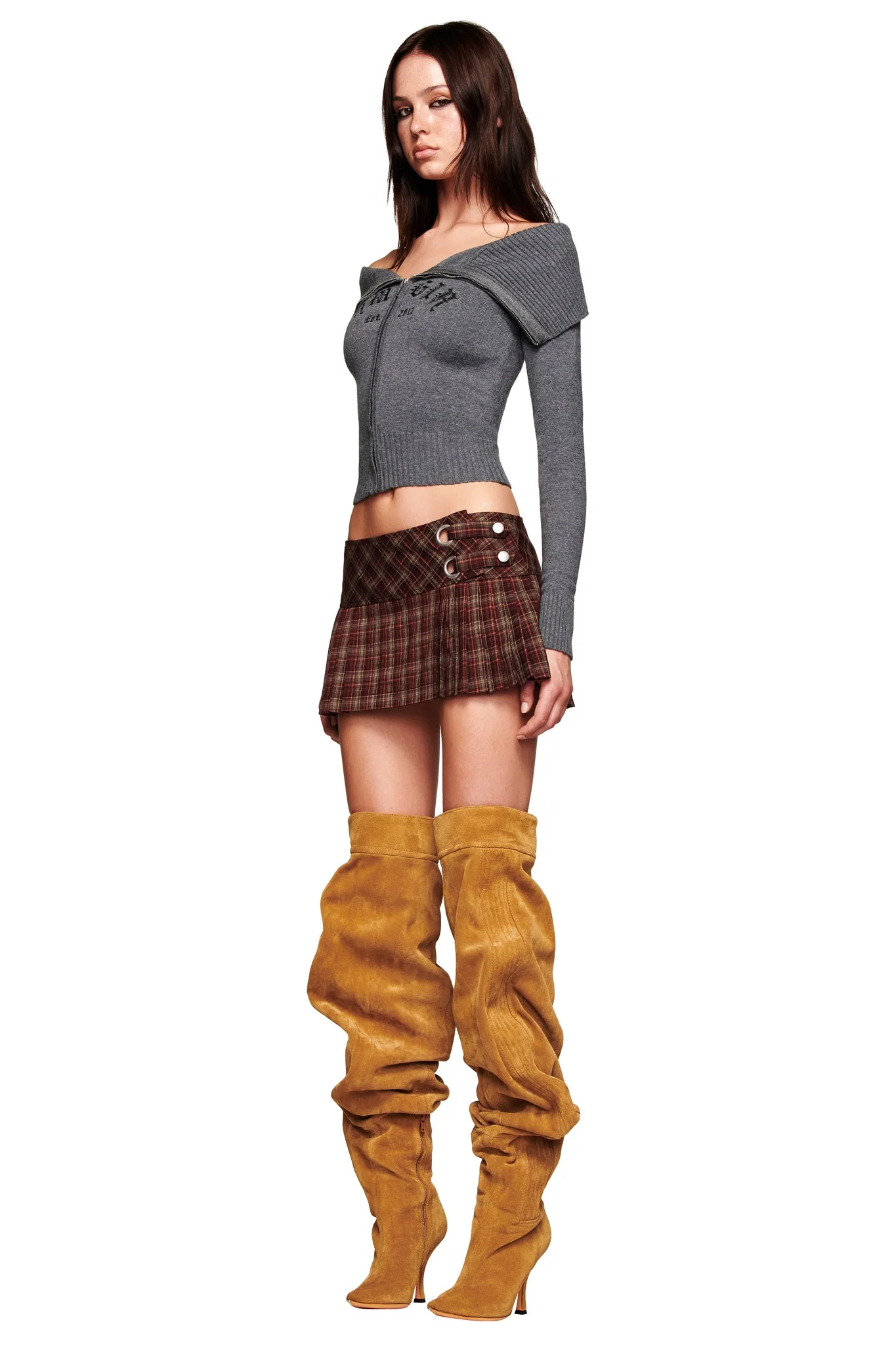 ROUX MINI SKORT - BURGUNDY PLAID - Image 3